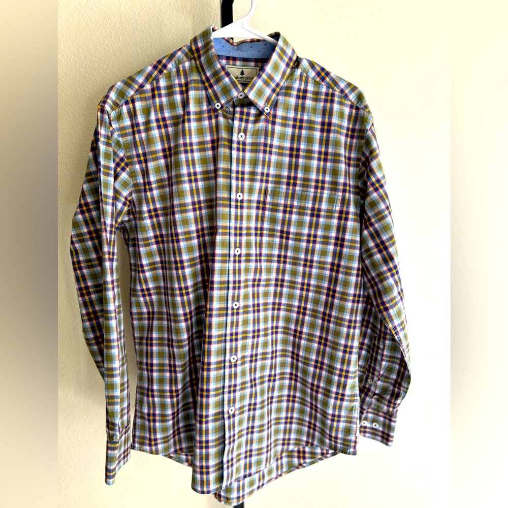 Southern Pines Men’s Medium Button up long sleeve plaid 100% cotton - Picture 2 of 10